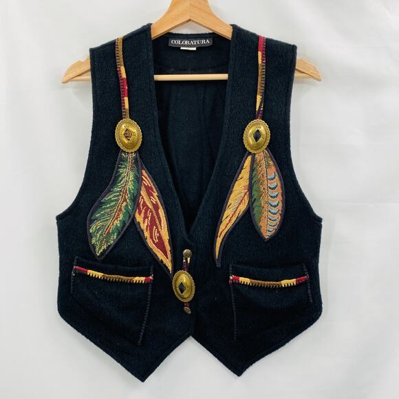 Vintage southwestern feather conch vest - Picture 1 of 6